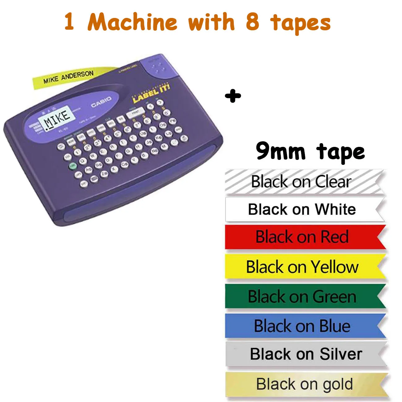 add 8pcs mixed 9mm KL-60-L KL-60L casio Портативный английский машина ярлыка, костюм для детей 6/9/12 мм casio для маркировки ленты XR-12WE XR-9WE XR-12YW - Цвет: add 8pcs mixed 9mm