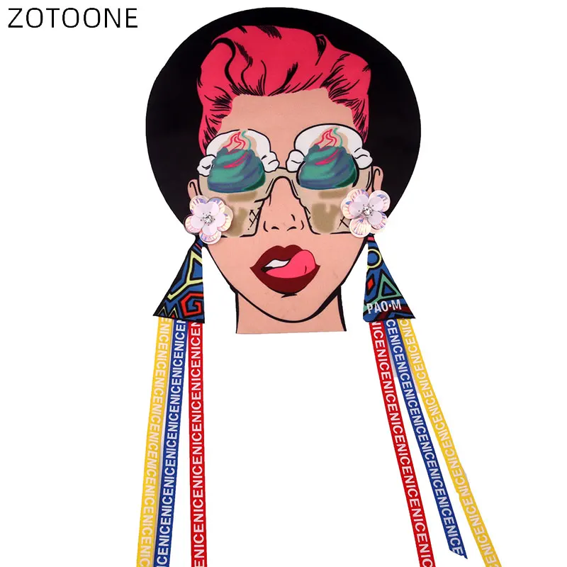 $6.39 ZOTOONE Sew on Patches Fashion Girls Beaded Patch Embroidery Cloth Cartoon Sticker for Jackets DIY Clothing Accessorie Badge H