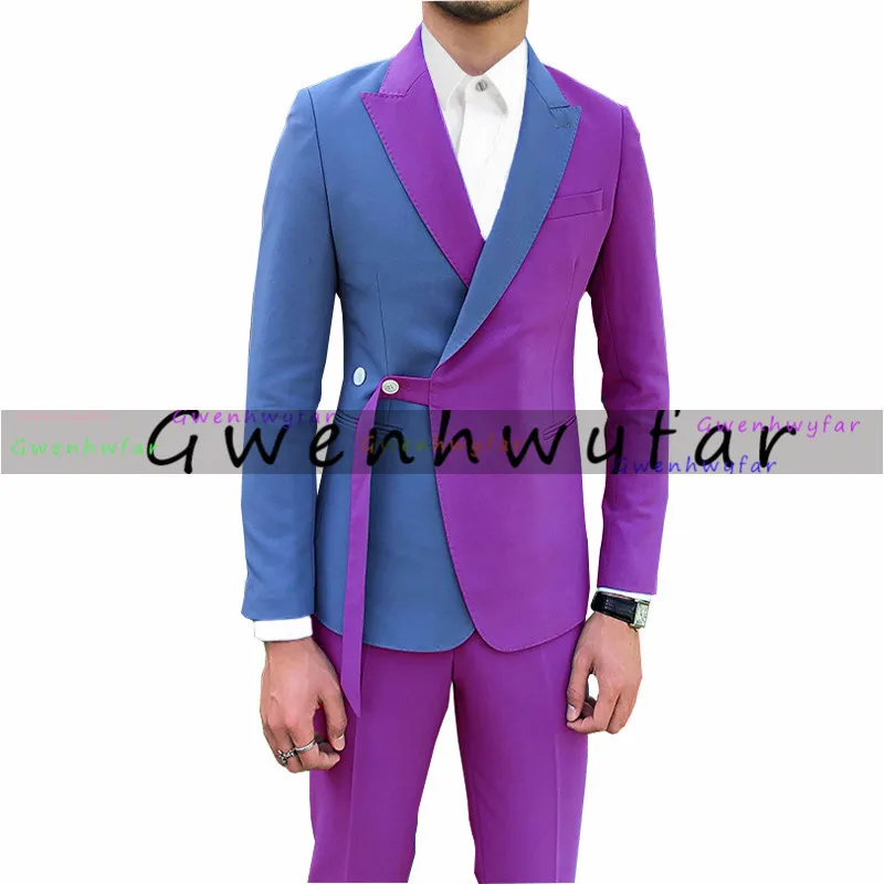 Gwenhwyfar 2020 новые модные (Блейзер + брюки) блестящие мужские костюмы с заостренным