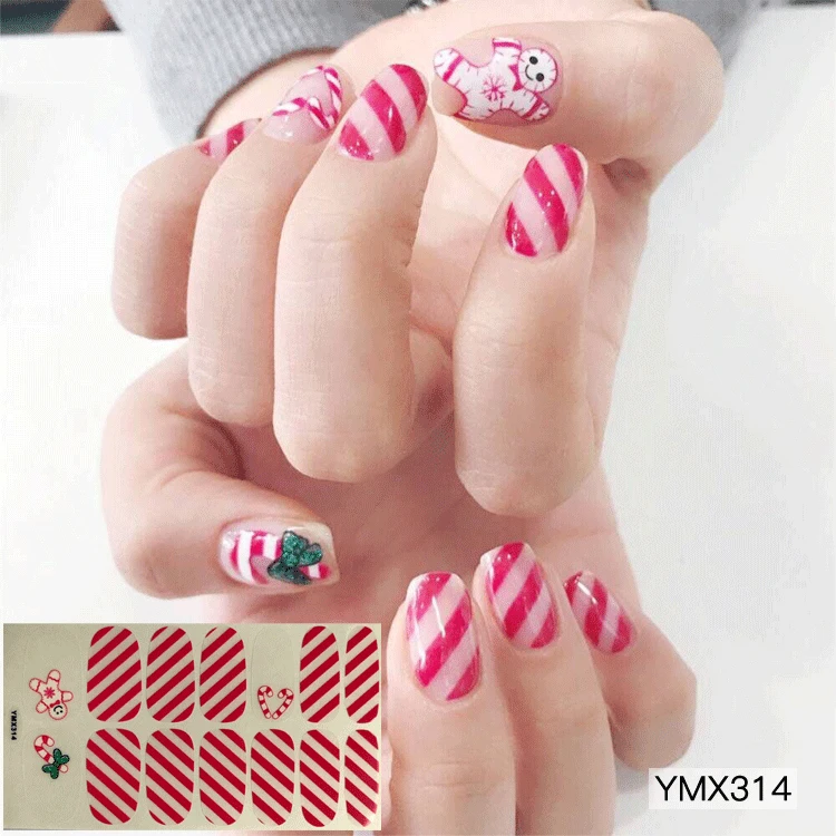 DIY Nail Art ремесло обертывания Рождественская тема наклейки для ногтей Снеговик Снежинка узоры клей год наклейки для подарков - Цвет: ymx314b