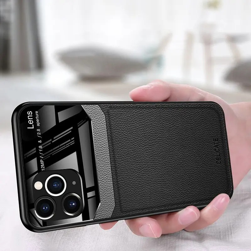 Кожаный чехол для Iphone 11 Pro Max роскошный зеркальный из органического стекла с
