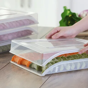 

Kitchen Dumpling Tray Home Frozen Dumpling Box Refrigerator Fresh-keeping Box Food Freezer Storage Box Transparent Organizer