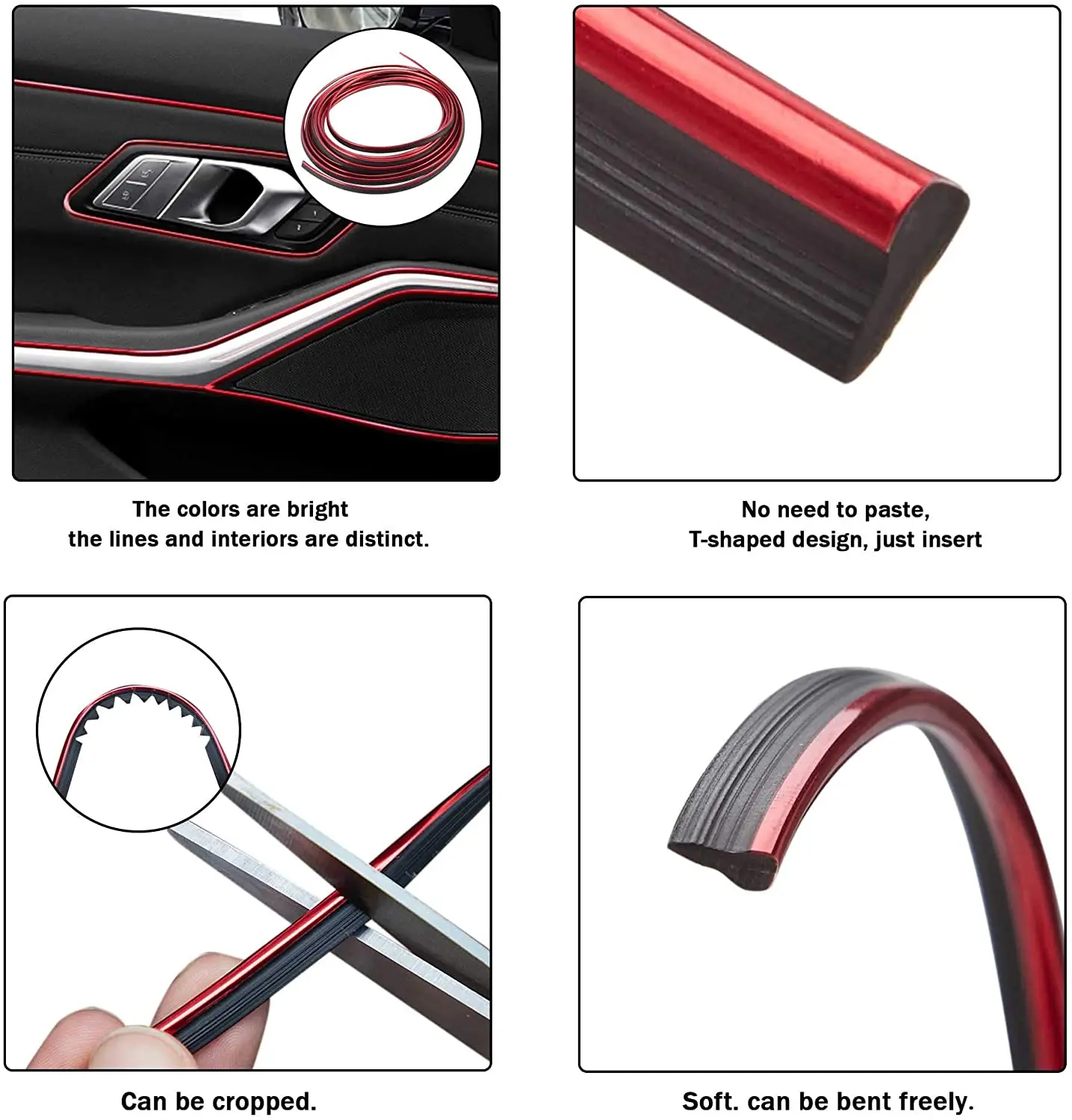 5M Car Dashboard Insert Flexible Trim Auto Interior Door Edge Decorative Moulding Strip Accessoires With Scraper car air conditioner trim interior mouldings car moulding decoration interior moulding trim strip