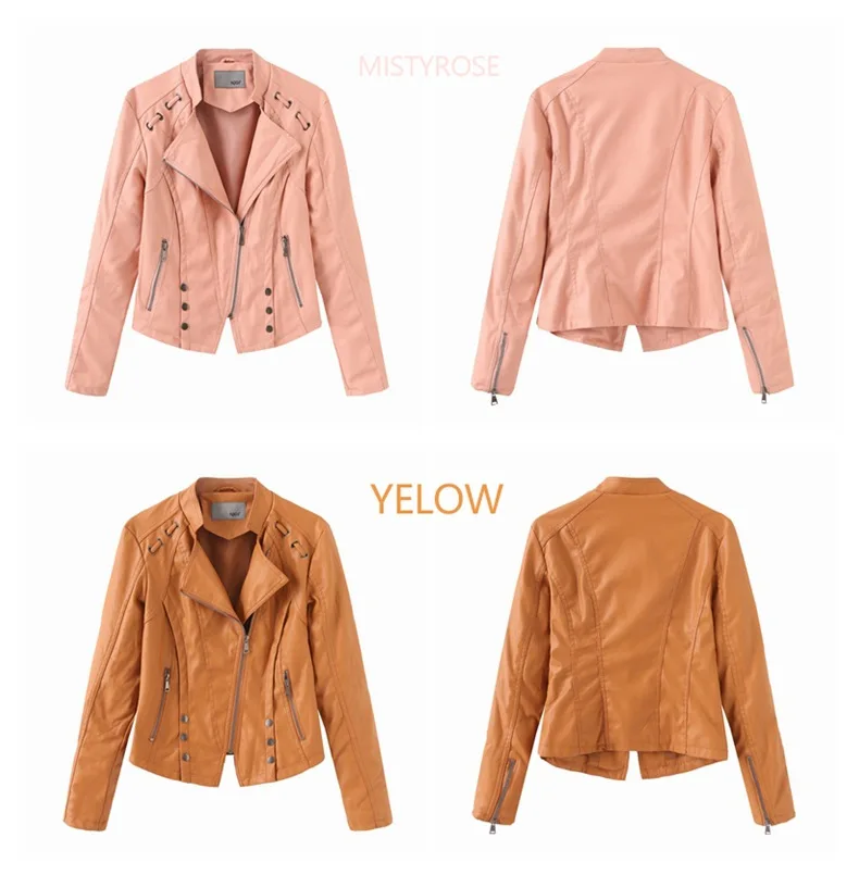 Autumn Winter Women Slim Cool PU Faux Soft Leather Jackets Ladies Basic Zipper Outwear Coat Biker Streetwear Plus Size