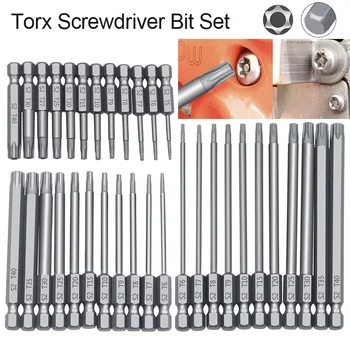 

Magnetic Security Torx Screwdriver Bit Set 1/4 Hex Driver Bit Tamper Proof Screw Driver Drill Bit T6 T250 Flat Head Slotted Tip