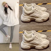 Dropshipping Comfy Breathable Mesh Trainers Chunky Heel Women's Platform Sneakers Women Shoes Casual Female Shoes GZXX032