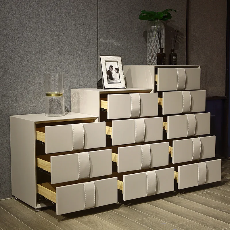 wooden leather cabinet 3 drawers + 4 drawers + 5 Living Room home side chest minimalist modern rectangle mesas de basse