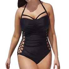 Сексуальный черный сдельный купальник закрытого размера плюс купальник пуш-ап большой купальник женский пляжный купальный костюм женский купальный костюм