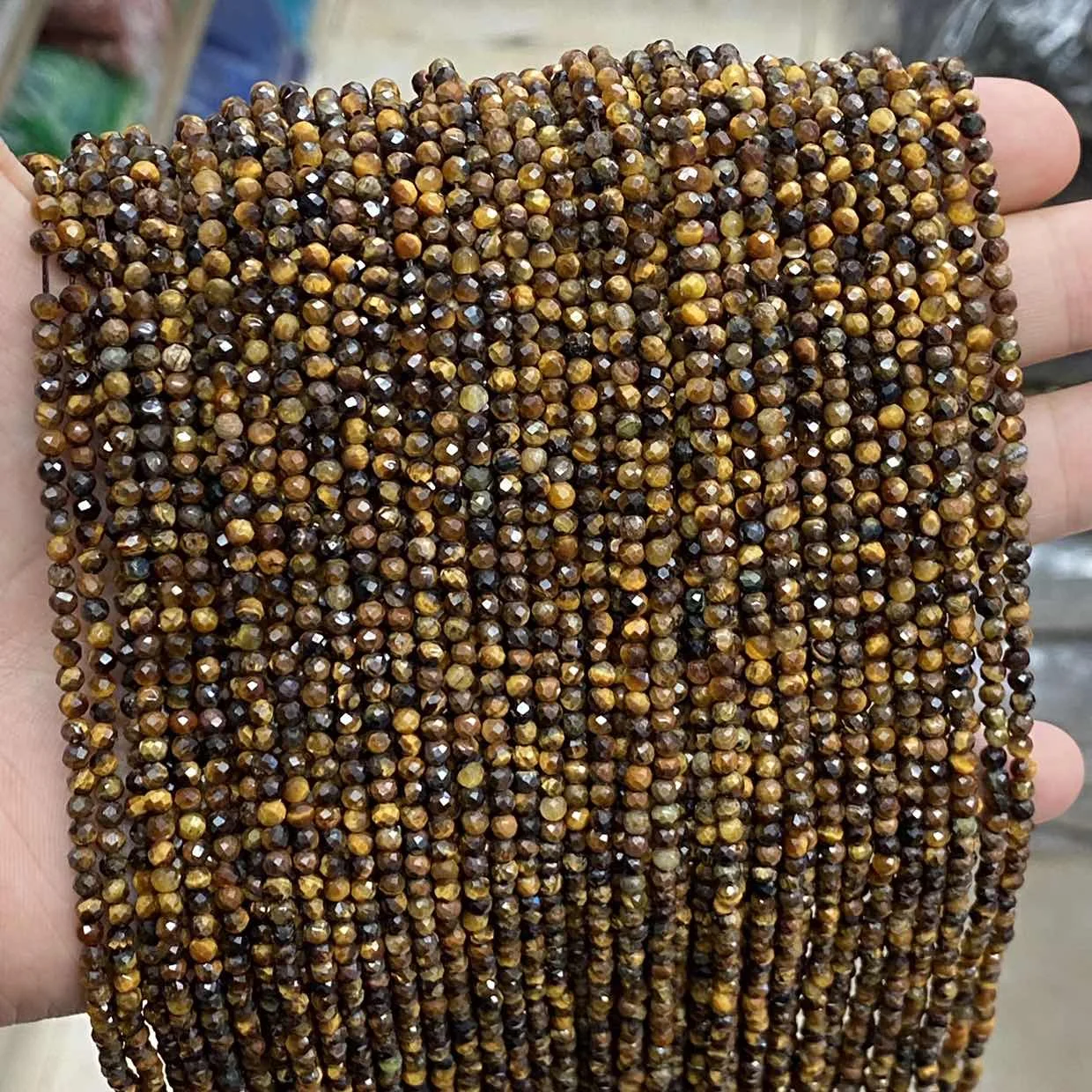 Factory Price Natural Tiger Eye Stone Faceted Round Beads For Jewelry Making Bracelet Necklace Supplies 15”/Strand 2mm 3mm 4mm | Украшения
