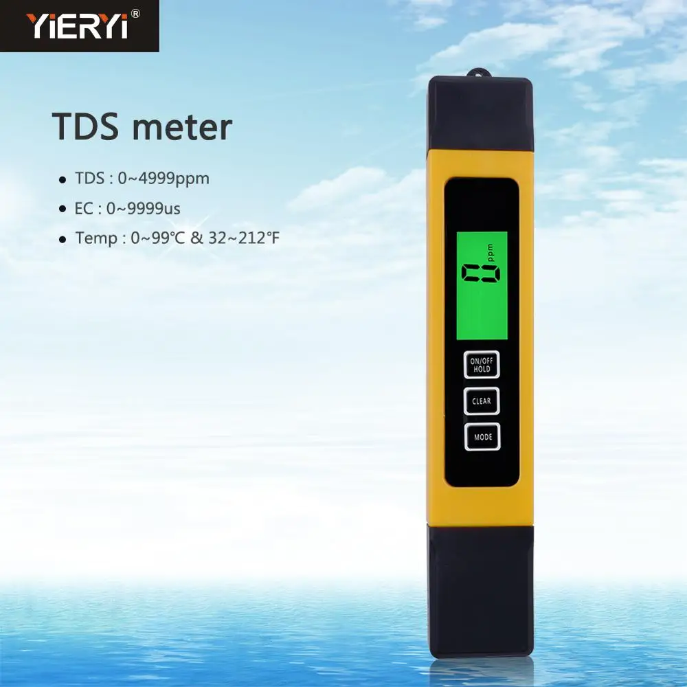 Yieryi TDS ph-метр PH/TDS/EC/TEMP метр цифровой монитор качества воды тестер серии для бассейнов, питьевой воды, аквариумов - Цвет: TDS02-MIK Yellow