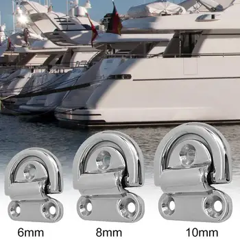 

2Pcs 6mm Folding Deck Pad Eyes / Lashing D Ring Tie Down Point Fixing Cleat Plate - Marine Grade 316 Stainless Steel
