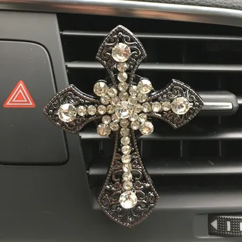 

Car Accessories Freshener Diamond Cross Jesus Christian Air Vent Clip Aroma Car Smell Flavor In Auto Interior Decor Christmas