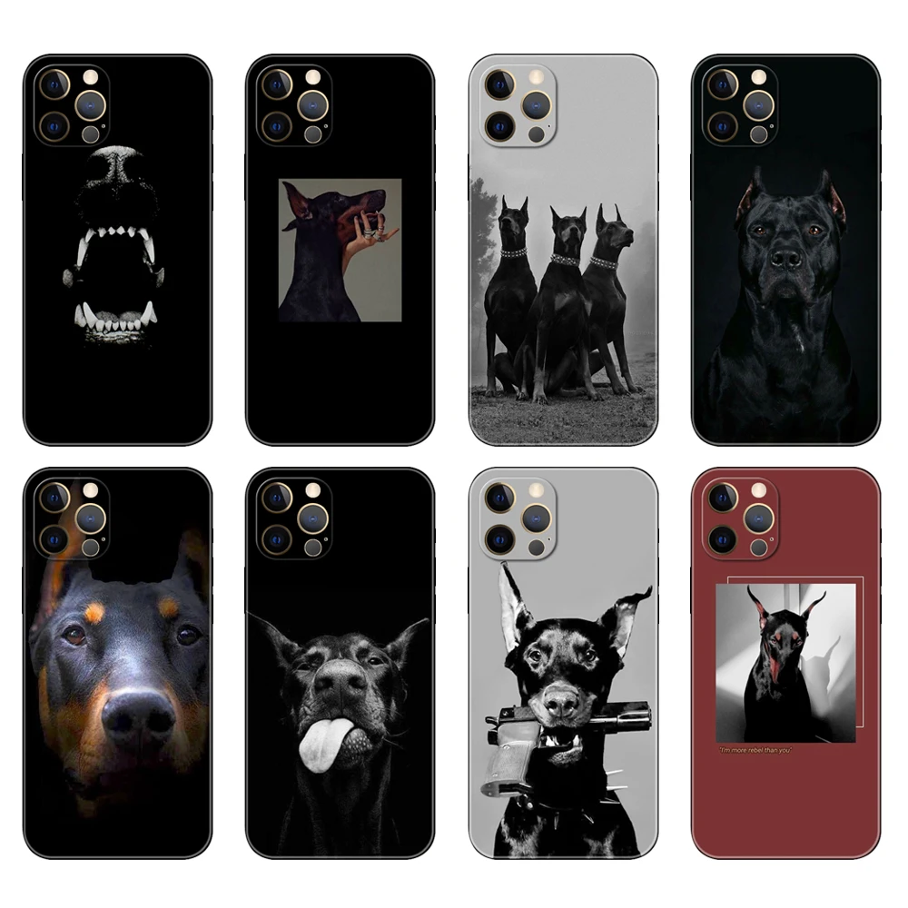 Черный чехол из ТПУ для iphone 5 5s se 2020 6 6s 7 8 plus x 10 XR XS 11 12 mini pro MAX задняя крышка Doberman с
