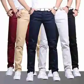 

Men's Casual Pants Korean Slim Men's Mid-rise Straight Casual Pants Fashion Business Solid Pants Men Pantalons New Fashion