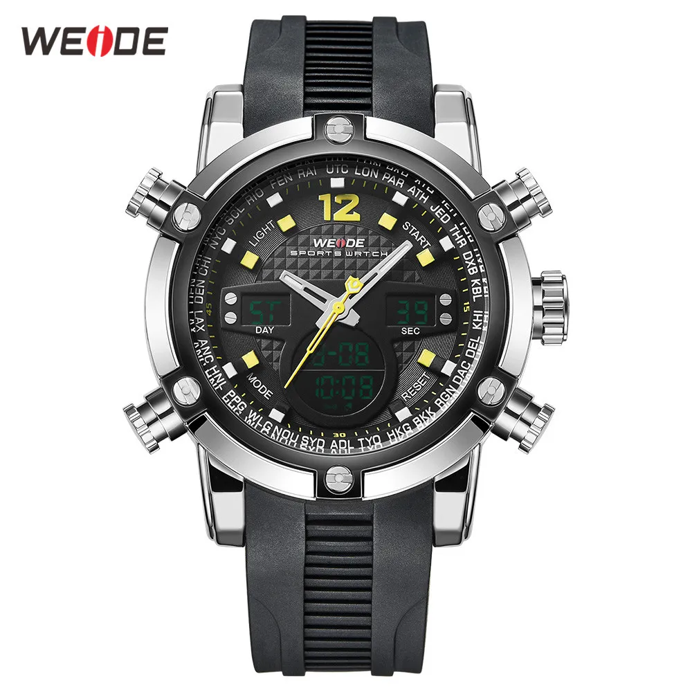 WEIDE Men Watch Relogio Masculino Date Alarm Back Light Time Zone Quartz Top Brand Men Watch Men Digital Wrist LCD Men?s Watches