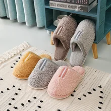 Pantoufles d'intérieur en laine pour femmes, chaudes et antidérapantes, en coton, nouvelle collection automne et hiver 2021