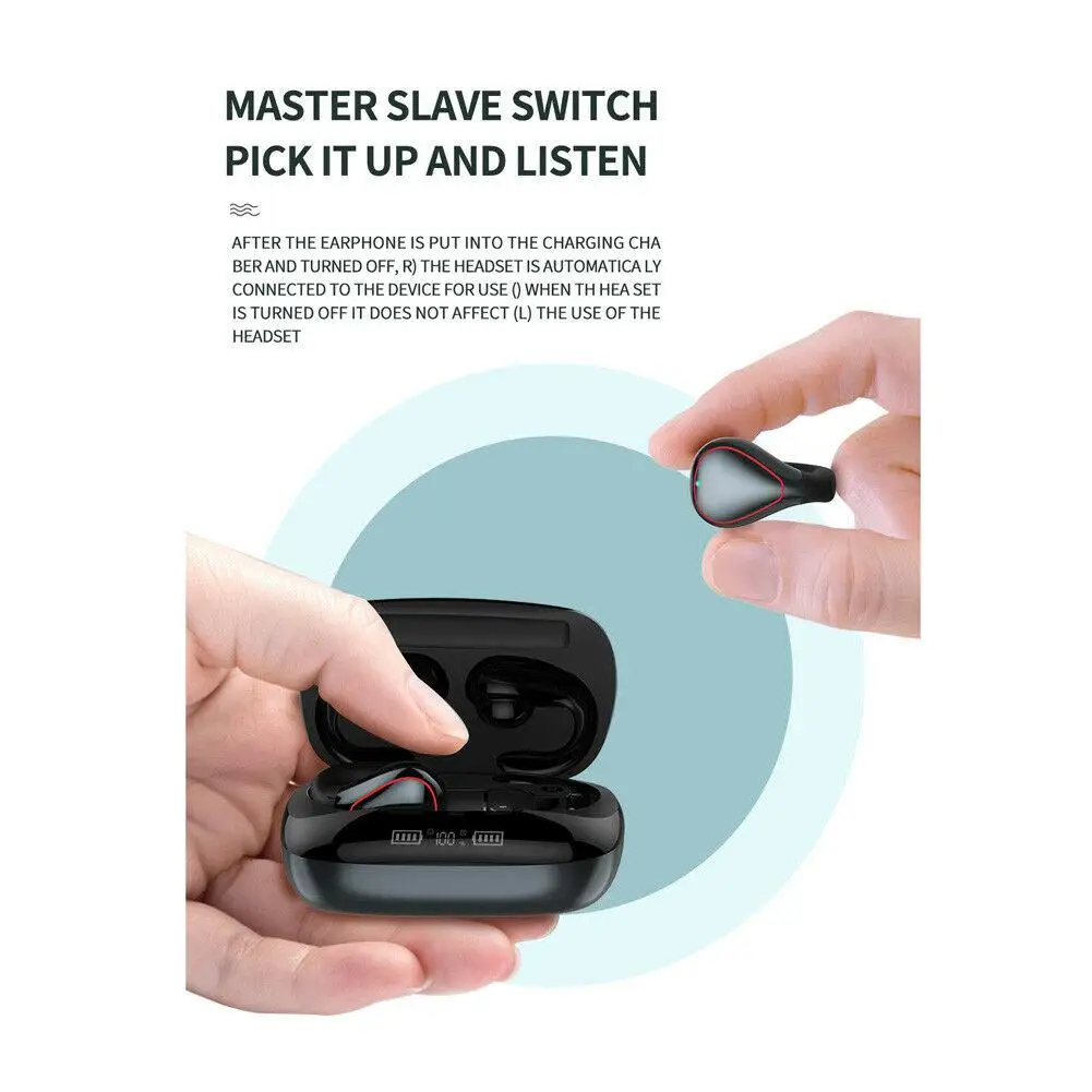 TWS Wireless Headsets Bluetooth Stereo Music Earphones Mini Earbuds Handsfree with Mic for iPhone Android Cell Phones