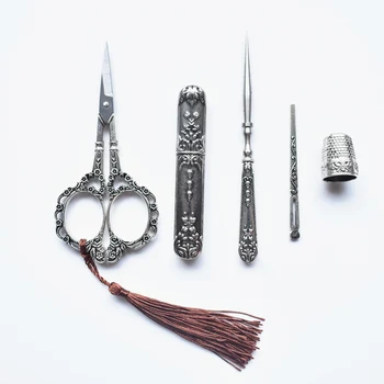 

Retro Scissors Vintage Scissors Awl Threader Thimble Embroidery Scissors Tailor Scissors Sewing Supplies Craft Fabric Scissors