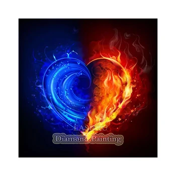 

EASHRU Ice Fire Heart Love 5D Diamond Painting Cross Stitch Diamond Embroidery Needlework Full Square Drill Home Decor PT4867