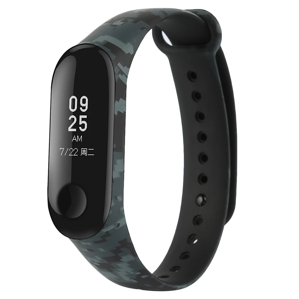 Мягкий силиконовый ремешок для Mi Band 3 камуфляжный нескользящий сменный Браслет