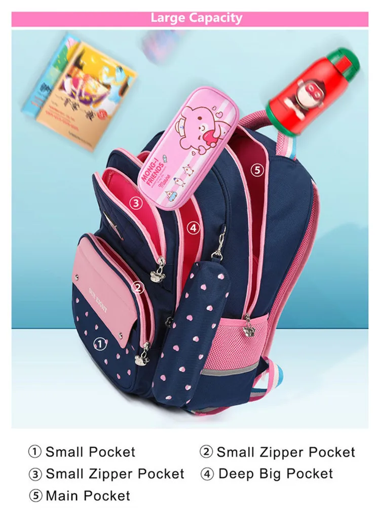 OKKID сумки для начальной школы для девочек, сумка для книг с узором в горошек, детская милая сумка для карандашей, школьный рюкзак для девочек, школьный рюкзак, детский подарок
