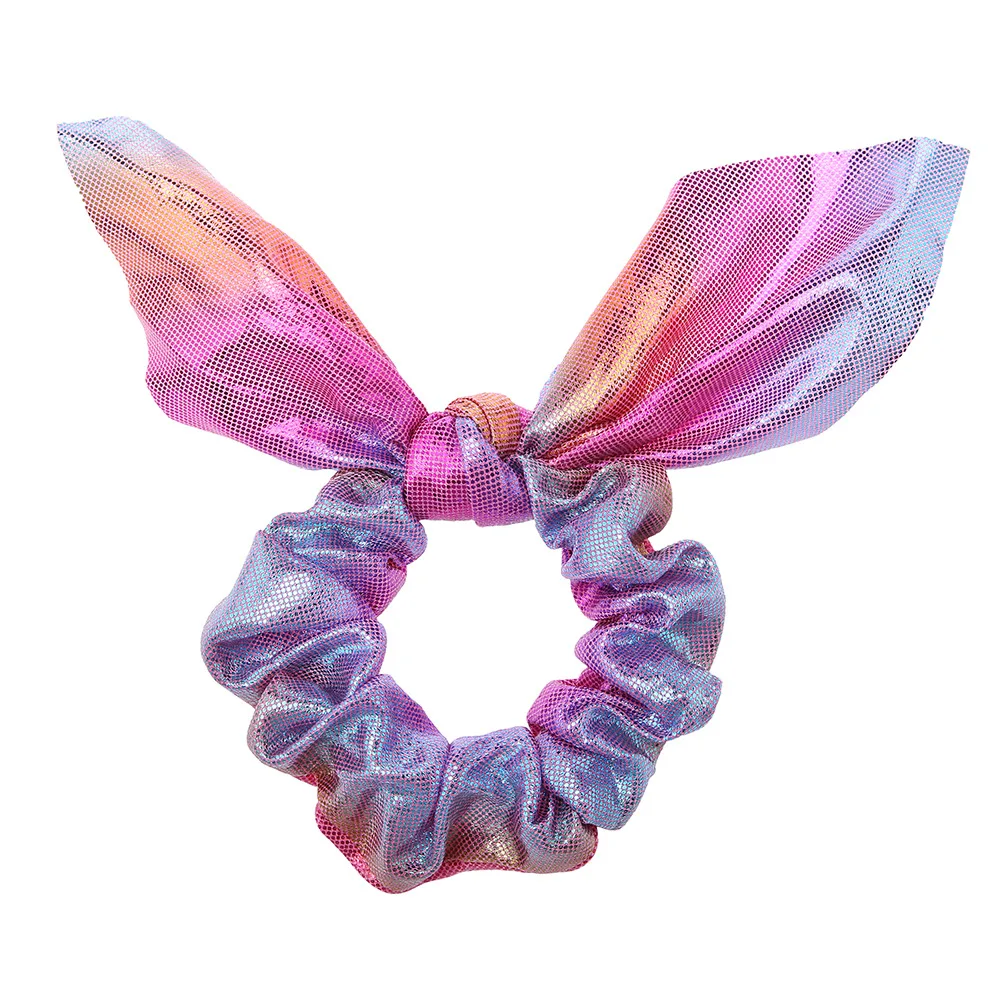 Hot- selling hot- gold rabbit ears small ribbon gradient laser simple European and American fashion small intestine circle 10