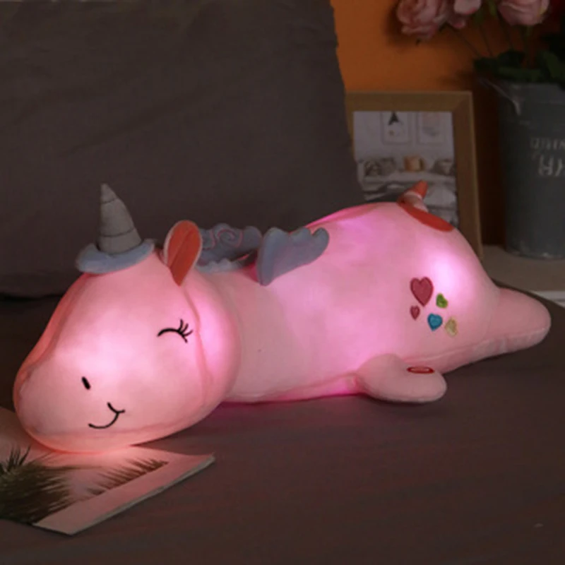 60CM Cute LED Light Unicorn Pillow Unicorn Plush Toys Lovely Luminous Animal Stuffed Dolls