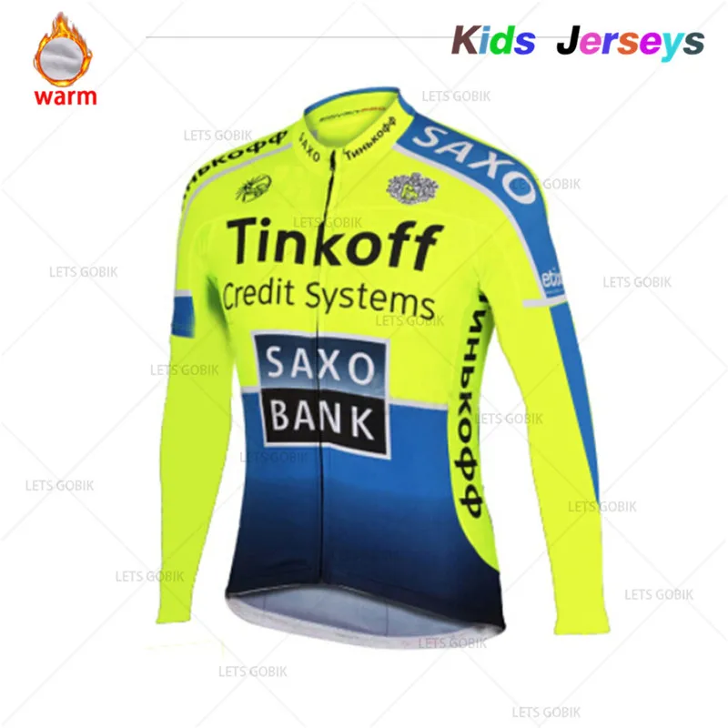 Kids Winter Thermal Fleece Set Cycling Clothes Boys Jersey Suit Sport Riding Bike MTB Children Clothing Long Pants Warm Set - Color: 12