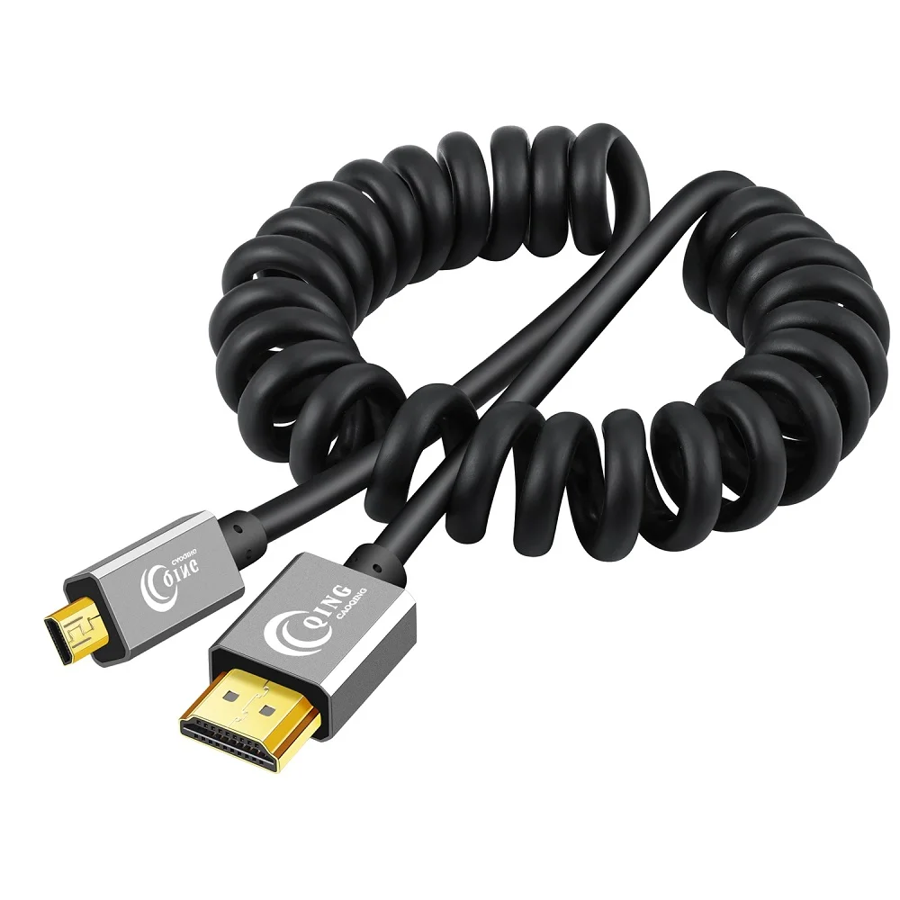 

Micro HDMI to HDMI Cable 2.0 3D 4K High speed Spring Micro HDMI Cable Male-Male Adapter for GoPro HD TV Hero 7 Camera Micro HDMI
