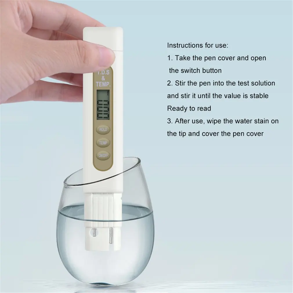 Portable Digital TDS/Temp Meter Detector Aquarium Water Quality Purity Tester Pen Filter Measuring Tool