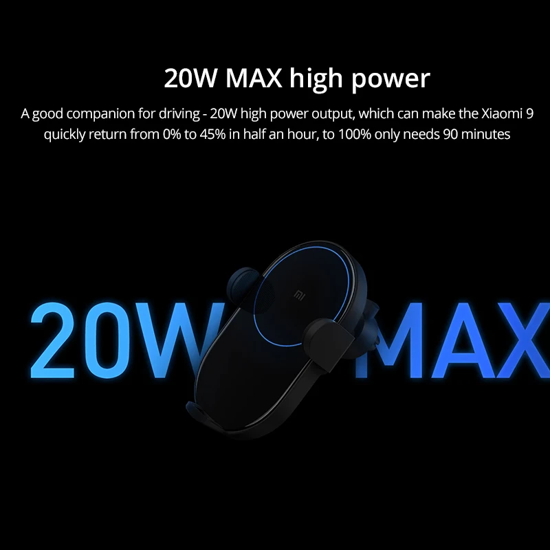 Xiaomi Mi 20 Вт макс беспроводное автомобильное зарядное устройство с интеллектуальным инфракрасным датчиком Быстрая зарядка Автомобильный держатель для телефона