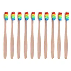 10 шт Экологически чистая бамбуковая зубная щетка Бамбук волокна деревянная ручка зубная щетка отбеливание