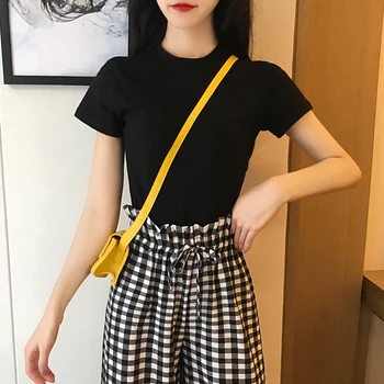 

JS1355J-2020 summer new Korean short bottoming shirt net red slim slimming solid color short-sleeved T-shirt female
