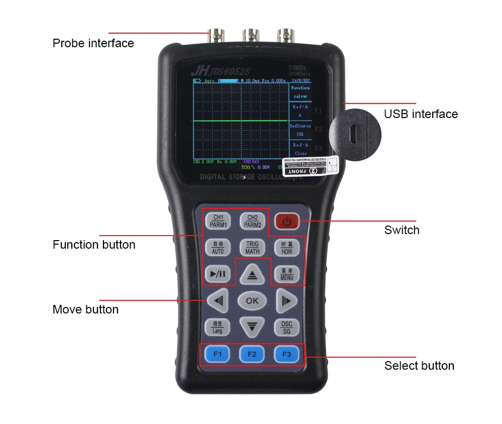 Diagostic инструмент для автомобиля ручной цифровой осциллограф 2 канала 100 МГц зонд JDS6052S генератор сигналов портативный осциллограф