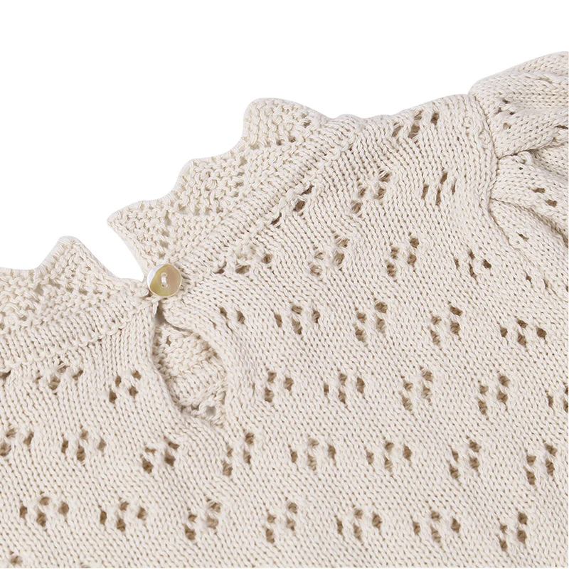 Autumn Winter Baby Girls Lovely Princess Dress Children's Hollow-out Long-Sleeved Dress Knitted Woolen