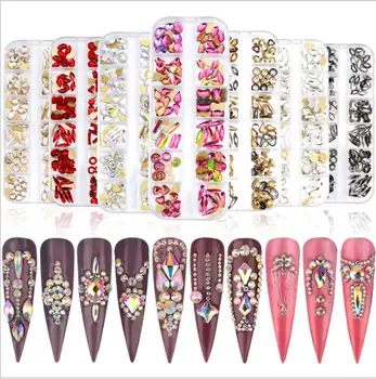 

1box Crystals Nail Diamond Stone Strass AB Glass Rhinestones For 3D Jewelry Nails Art Decorations Supplies