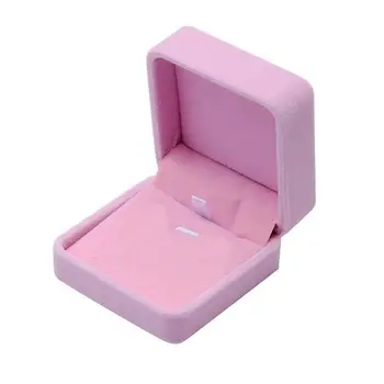 

New Velvet Presentation Gift Jewellery Ring Necklace Bracelet Display Box Case (B, Pink)