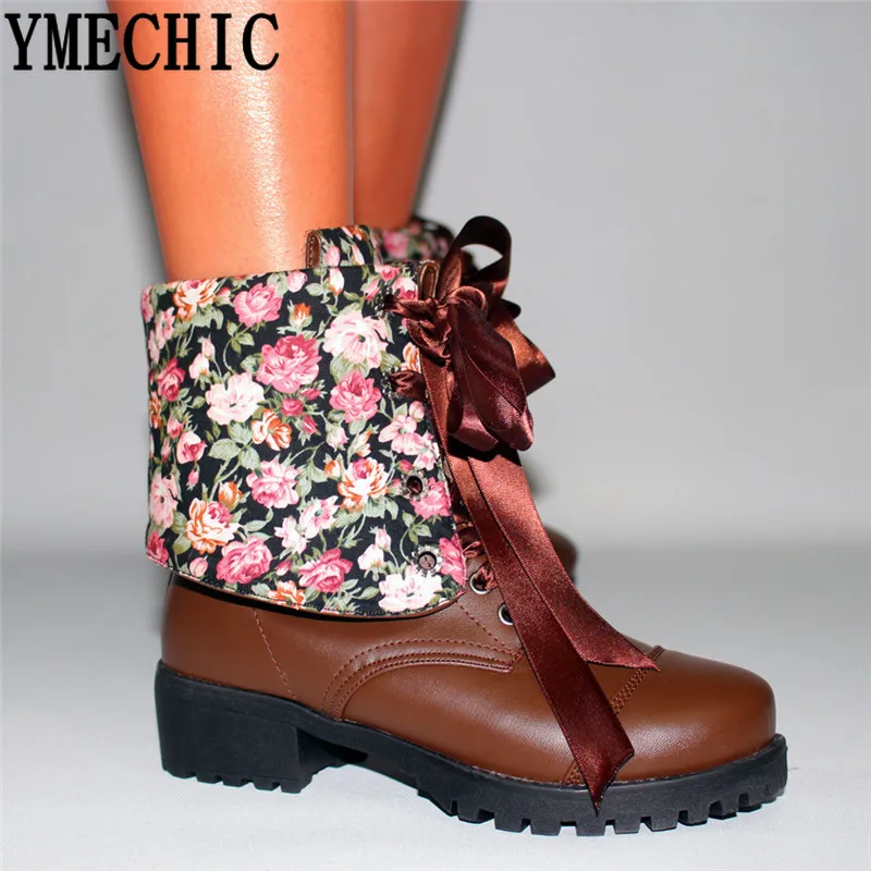 Spring Winter Womens Shoes Lace Up Cross Tied Medium Heel Folded Military Combat Motorcycle Ankle Boots Female Booties Spring Winter Womens Shoes Lace Up Cross Tied Medium Heel Folded Military Combat Motorcycle Ankle Boots Female Booties
