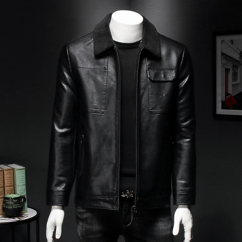 Oversized 8XL 7XL 6XL 5XL Thick Men Winter Leather Jacket New Style Keep Warm Stylish Handsome Coat 1919