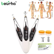Rechargeable 3 Head Electronic Acupuncture Pen Meridians Laser Magnet Therapy Heal Massage Meridian Energy Pen Face Lift Tools