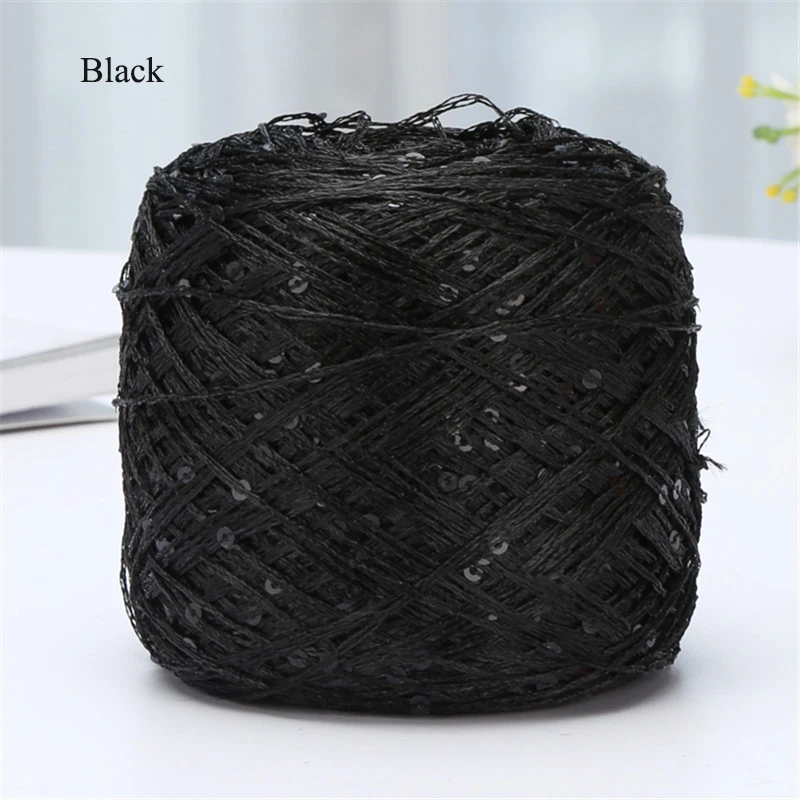 2pcs(200g) Fashion Summer Ice Silk Line Feature Sequins Line Yarn Diy Hand-knitted Wool Thread Sweater Scarft Hats Accessories - Цвет: BlackSilver