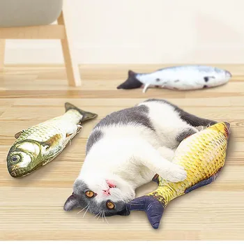

30CM Electronic Pet Cat Toy Simulation Fish Toys for Dog Cat Chewing Plush Interactive Gift Catnip Toy 7th Battery Powered 2020