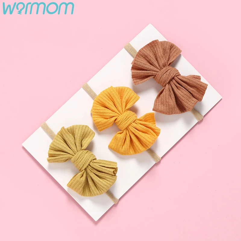 

WARMOM 1PC Solid Bowknot Elastic Hairband Candy Color Stretch Nylon Hairbrand Girls Hair Decoration Head Wraps Hair Accessories