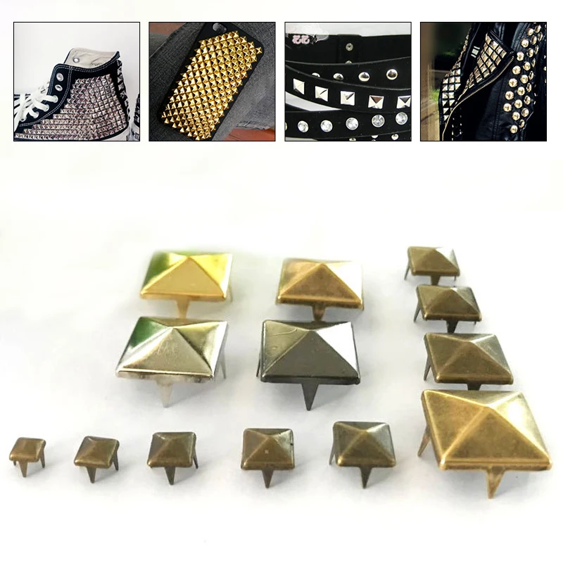 

50PCS Square Rivets Leather Studs DIY Decoration Spikes Rivets For Leather Garment Sewing Rivet Punk Accessories Rivet Tool