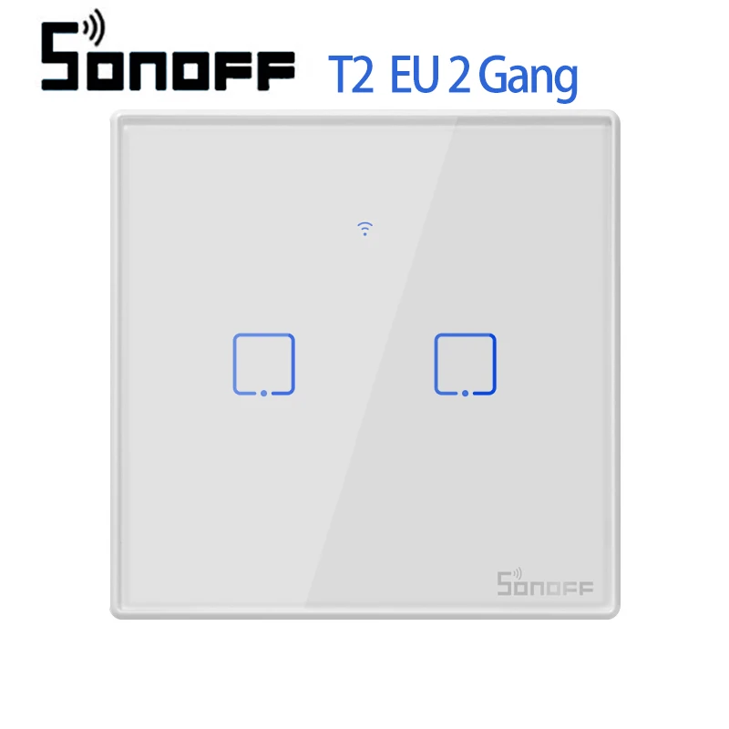 SONOFF T2 ЕС TX серия умный дом WiFi переключатель 433 RF переключатель Автоматизация совместима с Google Home Alexa Amazon поддержка eWelink - Комплект: EU 2 gang