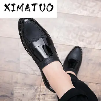 

Large size 38-48 Leather Casual Shoes Round Toe Men's Slip-on Loafers With Buckles Leather wedding working Mens Dress Shoes w5