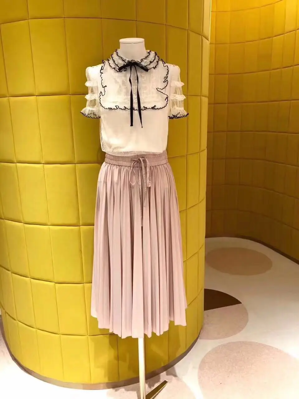 Плиссированная Женская юбка миди Повседневная шикарная розовая эластичная высокая Талия Милая Дамская до середины икры Дамская длинная юбка