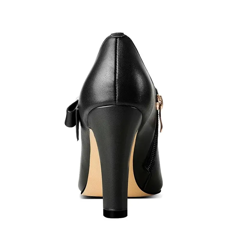 ALLBITEFO high quality genuine leather women heels fashion pointed toe high heel shoes spring autumn office ladies shoes