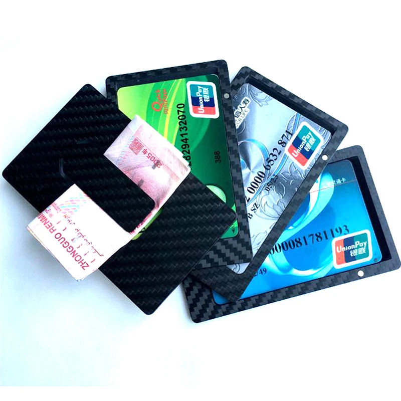 Carbon Fiber Credit Card Holder Thin Minimalist Men RFID Non-scan Metal Wallet Purse Male Business Card Holder