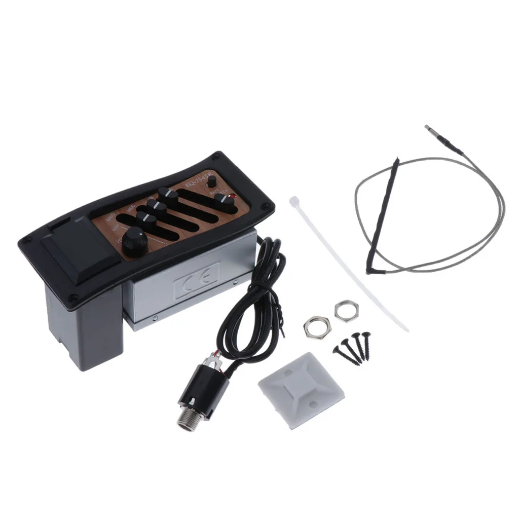 1 Set 4 Band EQ Equalizer Acoustic Guitar Preamp Piezo Pickup Black